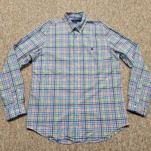Ralph Lauren Shirt Mens Large tattersall plaid Button Down Long Sleeve Stretch